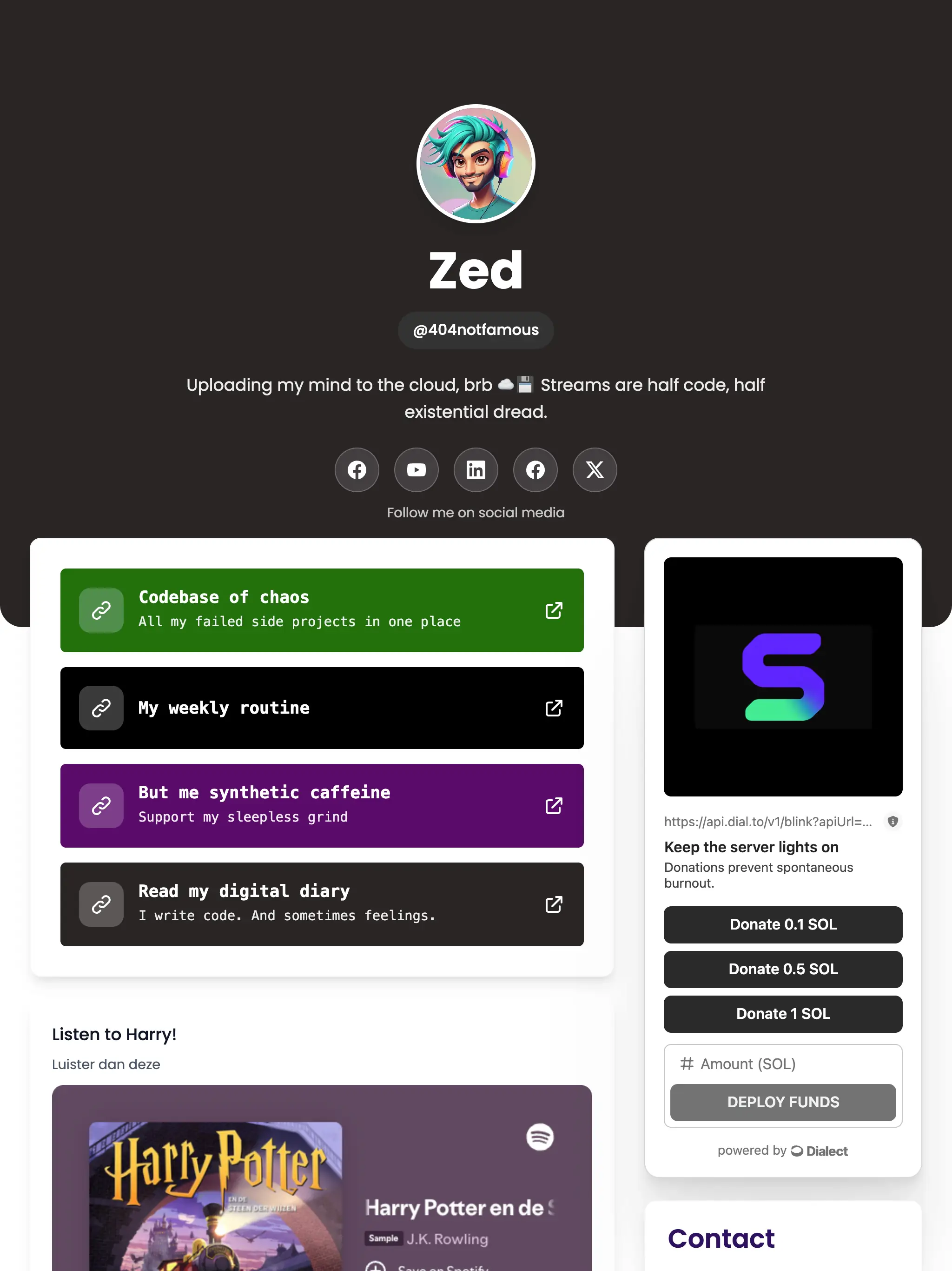 A live SOLin.bio profile